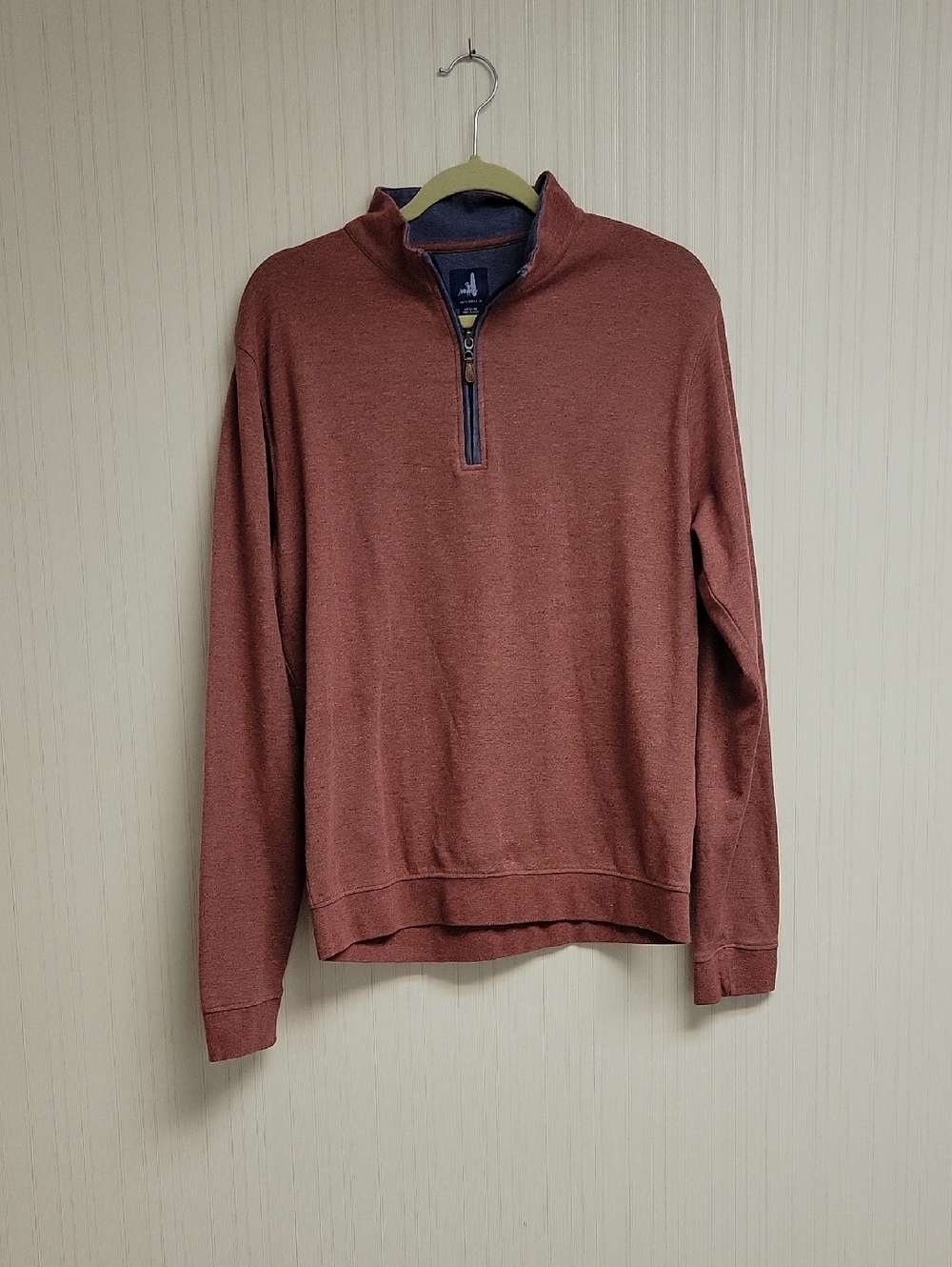 Johnnie-O Men's Sully Quarter-Zip Shirt  Rust/grey Medium Business Casual